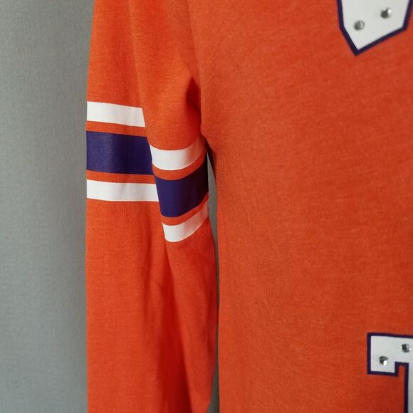 Clemson Tigers shirt women's medium orange cut off long sleeve bling - Picture 5 of 10